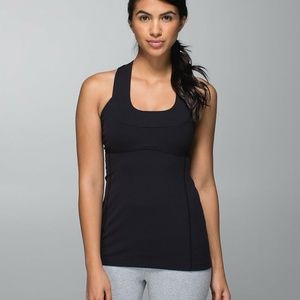 Lululemon Black Scoop Neck Tank with Mesh T-strap